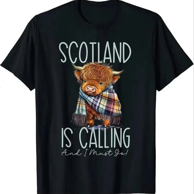 Scotland Is Calling And I Must Go Highland Cow T-Shirt Short Sleeves