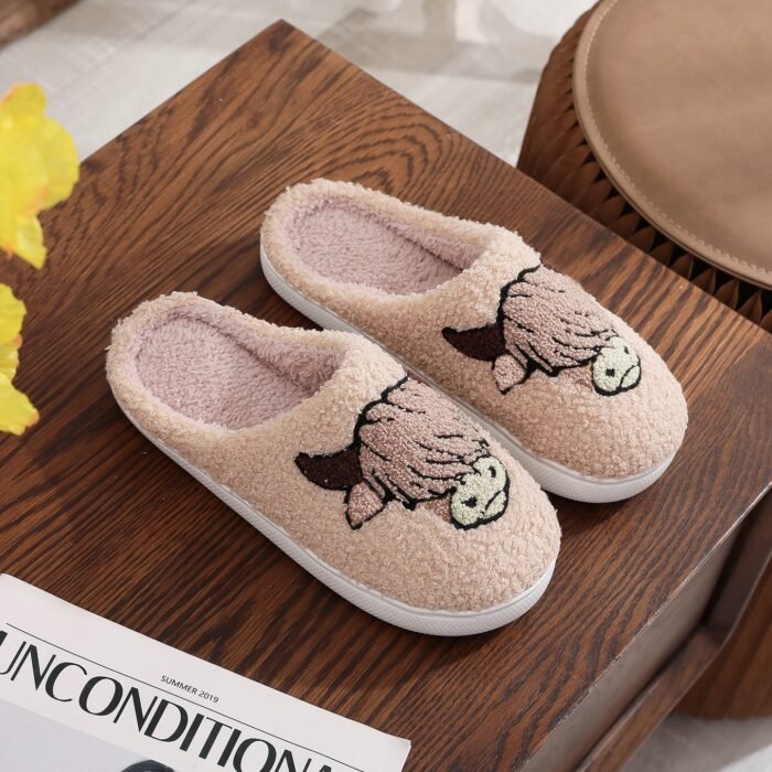 Highland Cow Printing Cotton Slippers - Image 5