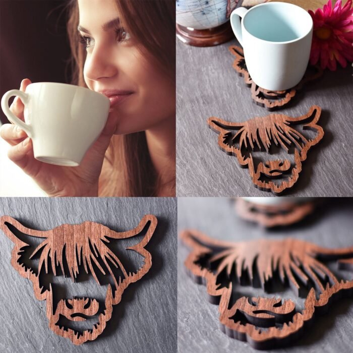 Highland Cow Hollow Wooden Coaster - Image 5