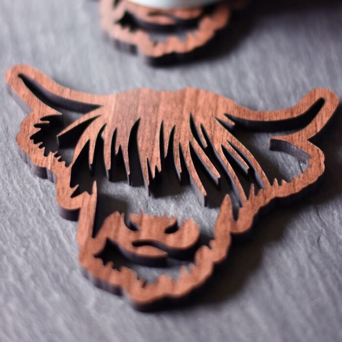 Highland Cow Hollow Wooden Coaster - Image 3