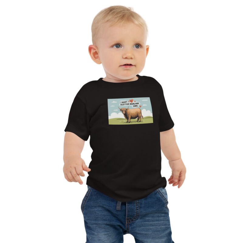 I heart Scottish Highland Cows Baby Jersey Short Sleeve Tee