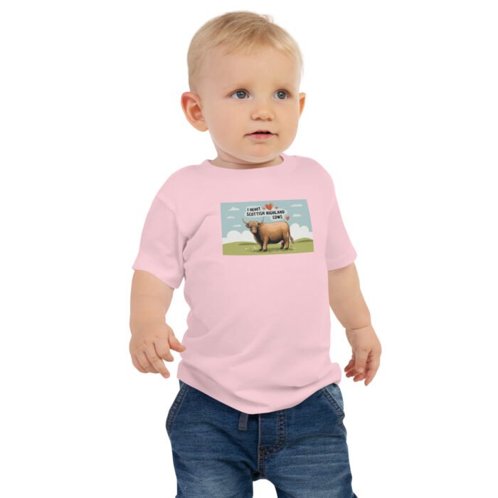 I heart Scottish Highland Cows Baby Jersey Short Sleeve Tee - Image 3