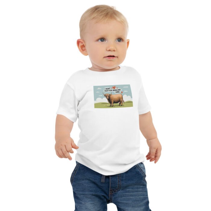 I heart Scottish Highland Cows Baby Jersey Short Sleeve Tee - Image 4