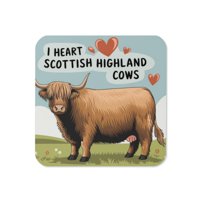 I heart Scottish Highland Cows Cork-back coaster - Image 5