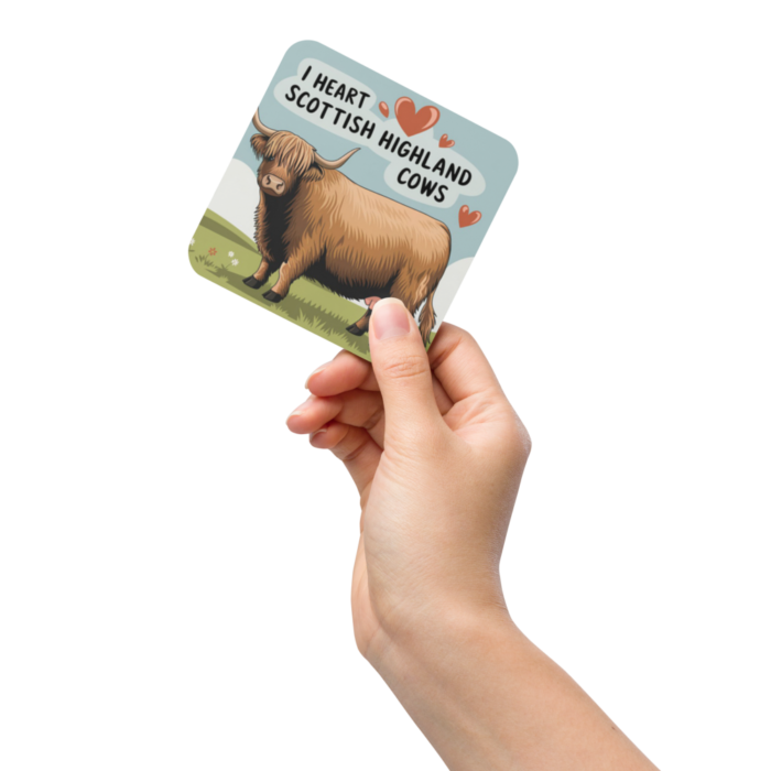 I heart Scottish Highland Cows Cork-back coaster - Image 3