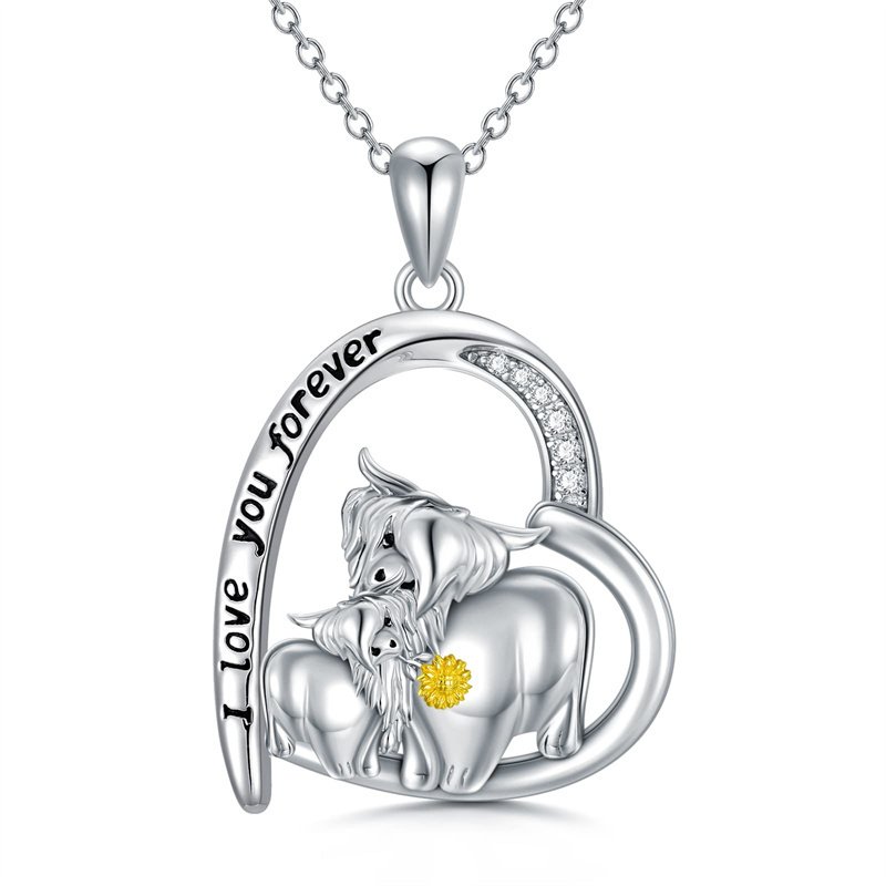 Highland Cow Necklace for Women Sterling Silver