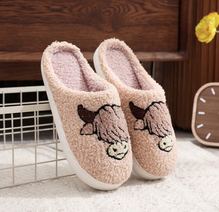Highland Cow Printing Cotton Slippers