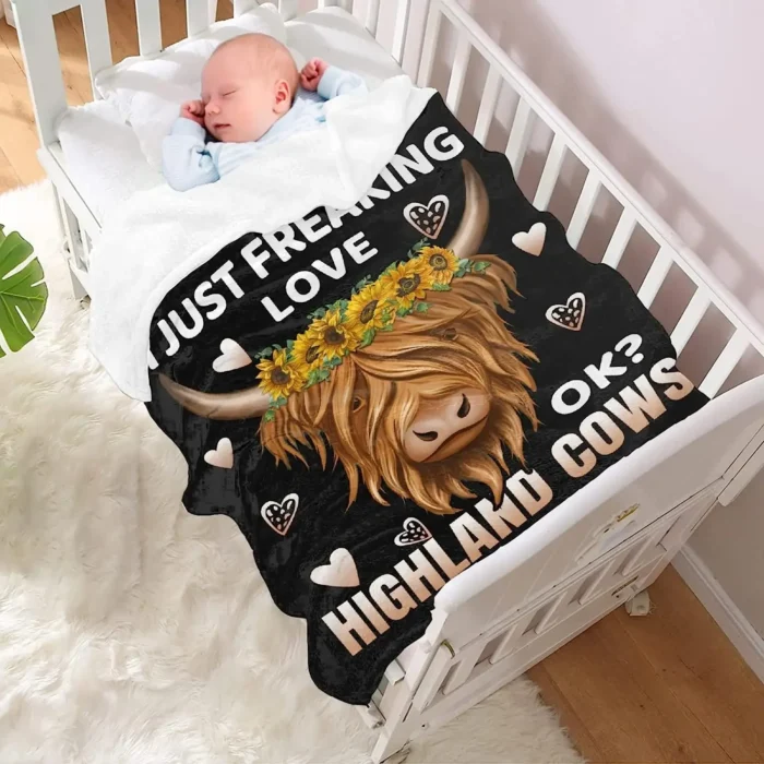I Just Freaking Love Highland Cows Ok Throw Blankets - Image 3