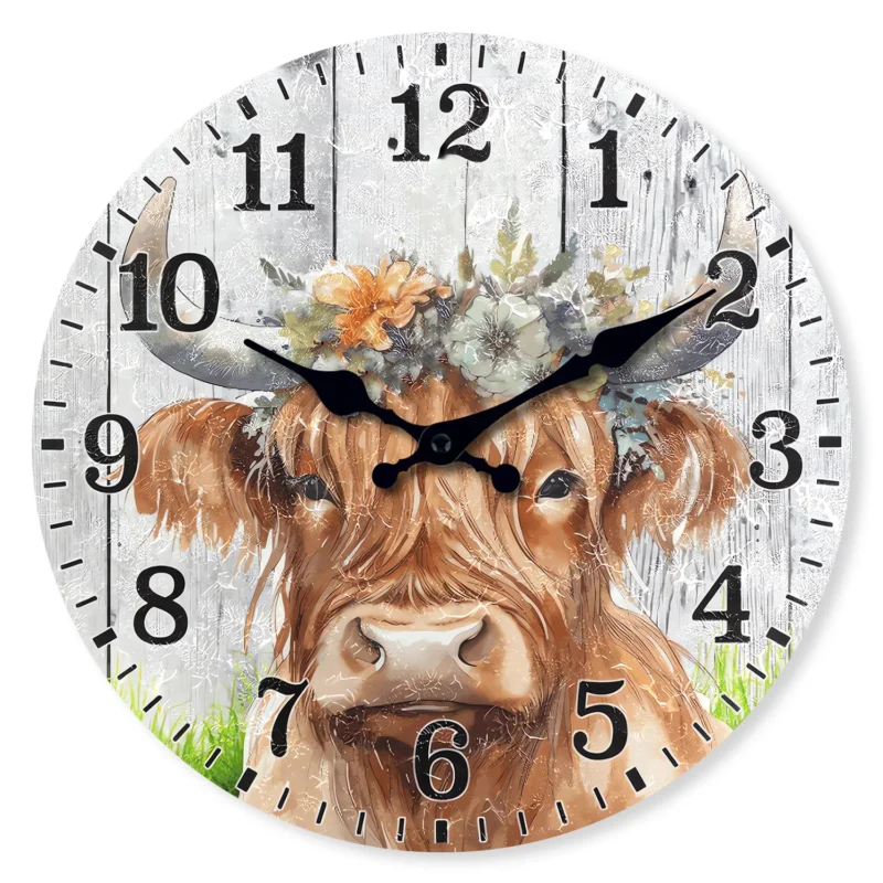 Highland Cow Wooden Wall Clock