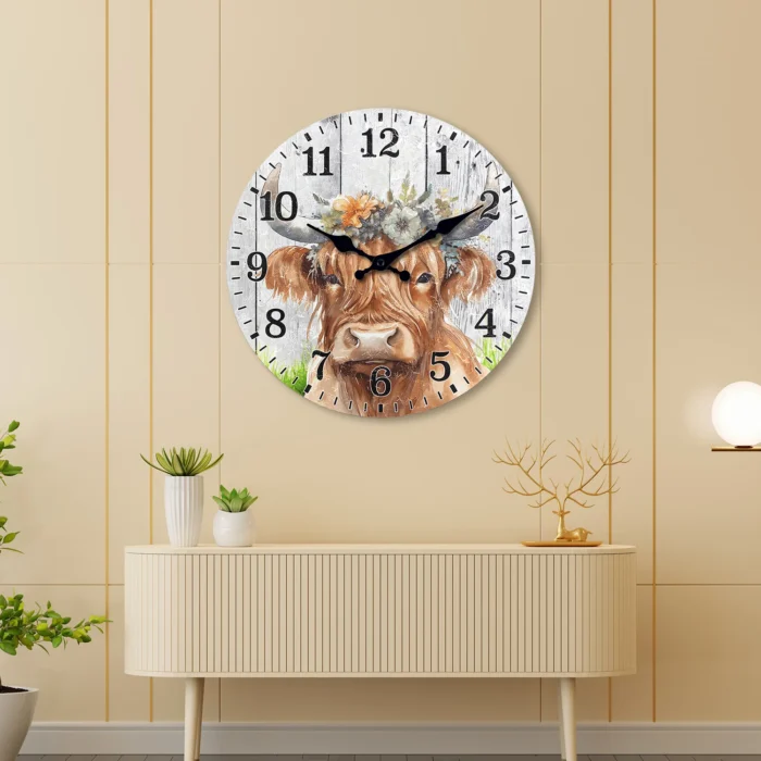 Highland Cow Wooden Wall Clock - Image 6