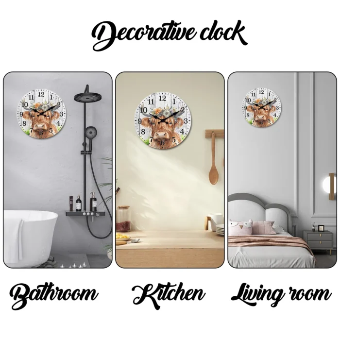 Highland Cow Wooden Wall Clock - Image 7