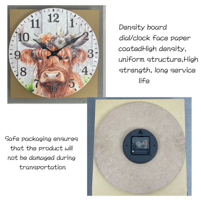 Highland Cow Wooden Wall Clock - Image 8