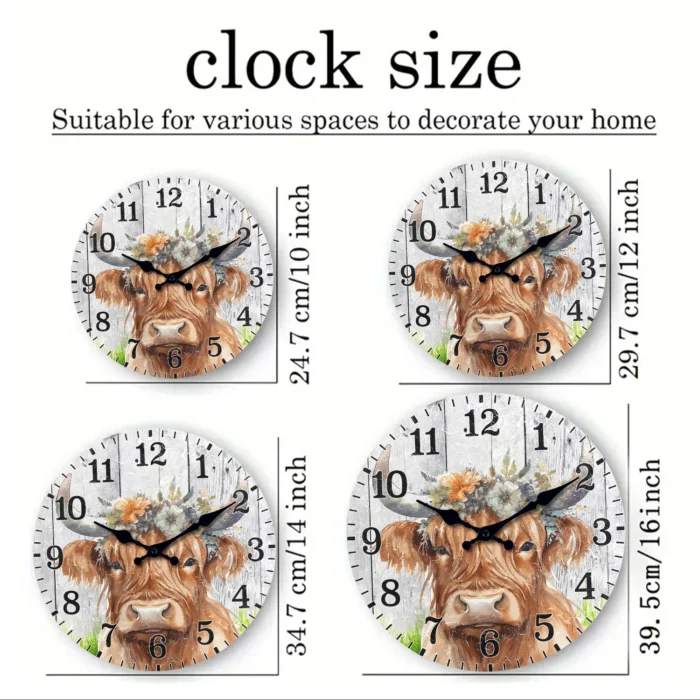 Highland Cow Wooden Wall Clock - Image 3