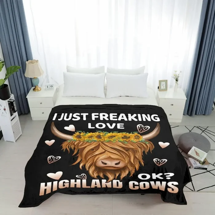 I Just Freaking Love Highland Cows Ok Throw Blankets - Image 4