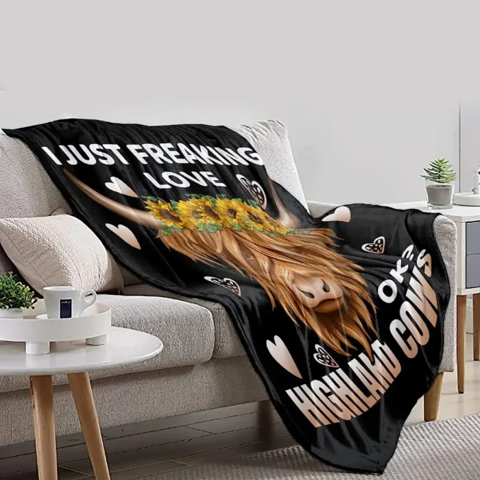 I Just Freaking Love Highland Cows Ok Throw Blankets - Image 5