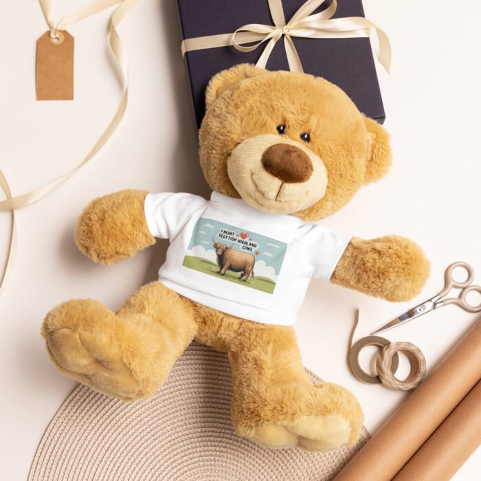I heart Scottish Highland Cows Teddy bear with a t-shirt - Image 2