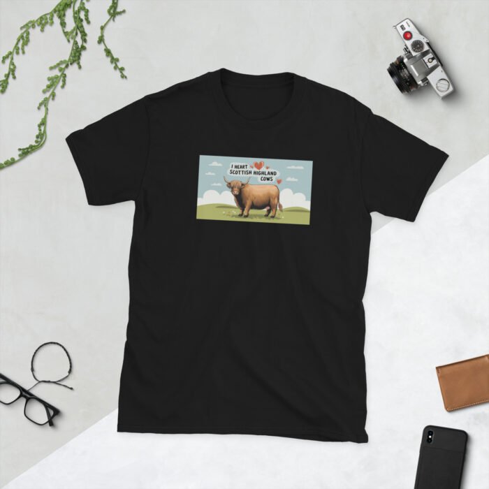 I Heart Scottish Highland Cows Short-Sleeve Unisex T-Shirt - Image 4