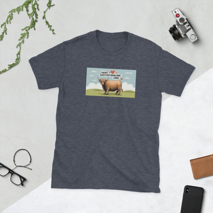 I Heart Scottish Highland Cows Short-Sleeve Unisex T-Shirt - Image 12