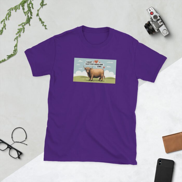 I Heart Scottish Highland Cows Short-Sleeve Unisex T-Shirt - Image 8