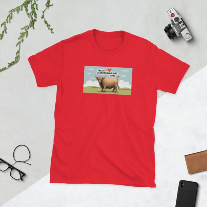 I Heart Scottish Highland Cows Short-Sleeve Unisex T-Shirt - Image 14