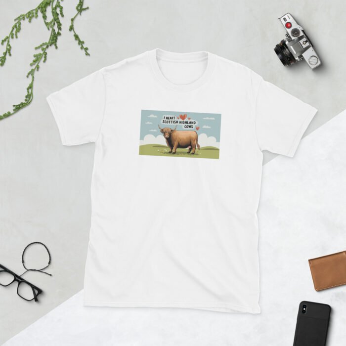 I Heart Scottish Highland Cows Short-Sleeve Unisex T-Shirt - Image 32