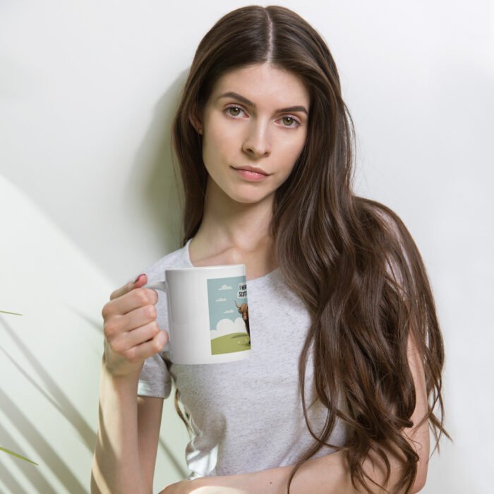 I Heart Scottish Highland Cows White glossy mug