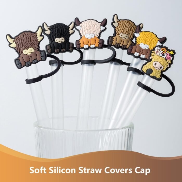 Highland Cow Straw Cover - Image 2