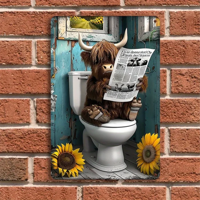 Vintage Highland Cow Metal Wall Art 8x12 Inch metal - Image 4