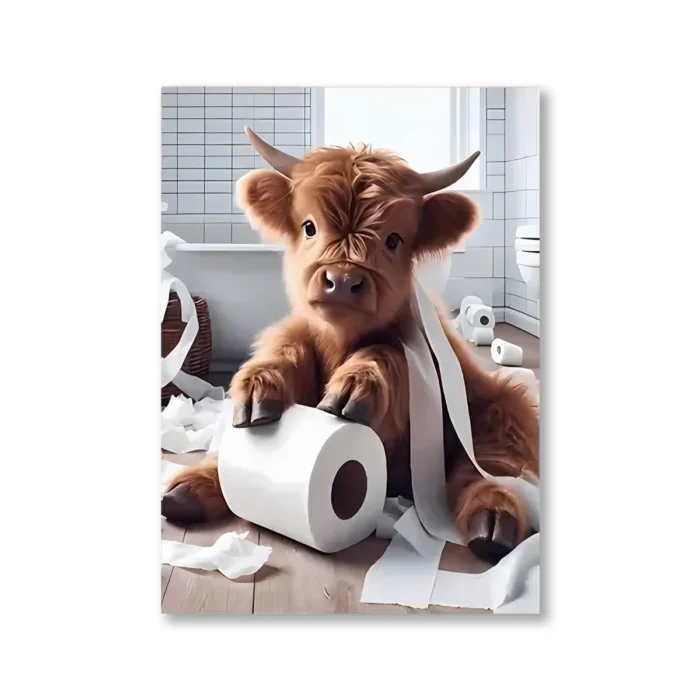 Modern Scottish Highland Cow Canvas Prints - Image 3