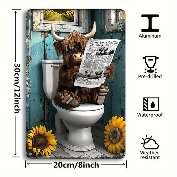 Vintage Highland Cow Metal Wall Art 8x12 Inch metal - Image 5