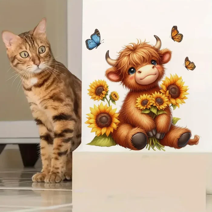 Highland Cow with Sunflowers Sticker - Image 6