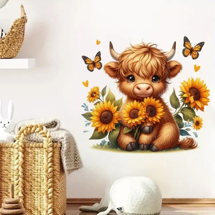 Highland Cow with Sunflowers Sticker - Image 4