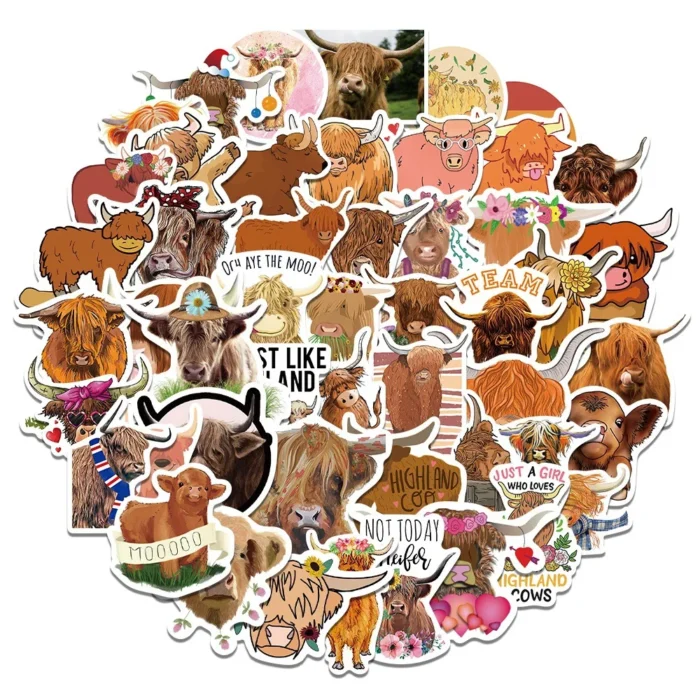 30/50PCS Highland Cow Graffiti Stickers