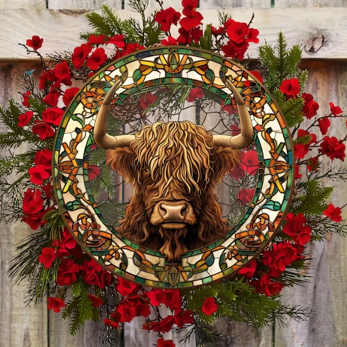 Scottish Highland Cow Stained Glass-Style Window Sun Catcher - Image 3