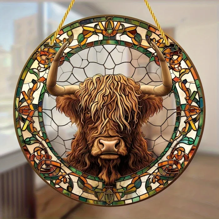 Scottish Highland Cow Stained Glass-Style Window Sun Catcher