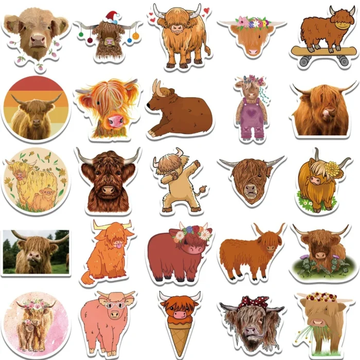 30/50PCS Highland Cow Graffiti Stickers - Image 4