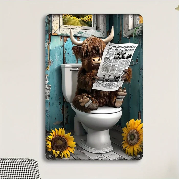 Vintage Highland Cow Metal Wall Art 8x12 Inch metal - Image 2