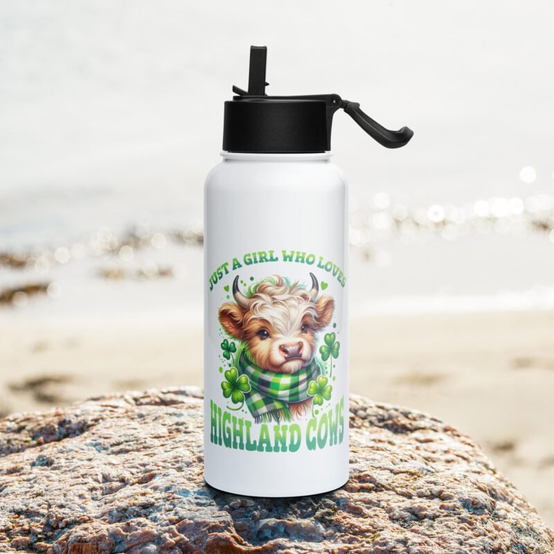 Just a girl who loves Highland Cows. Stainless steel water bottle with a straw lid