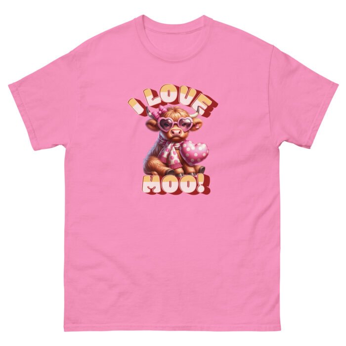 I Love Moo! Highland Cow Valentine's day love classing Tee - Image 10