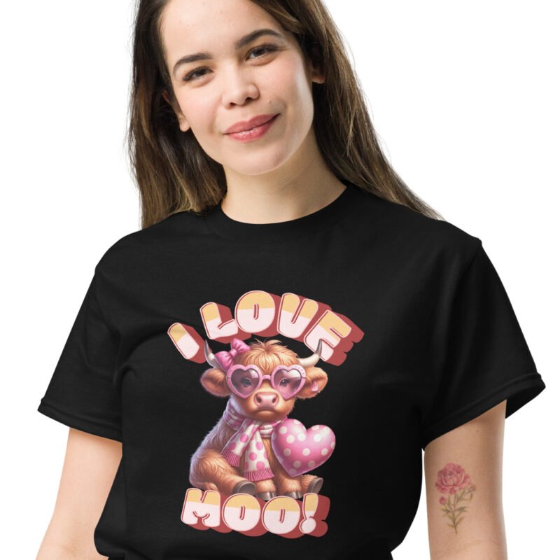 I Love Moo! Highland Cow Valentine's day love classing Tee