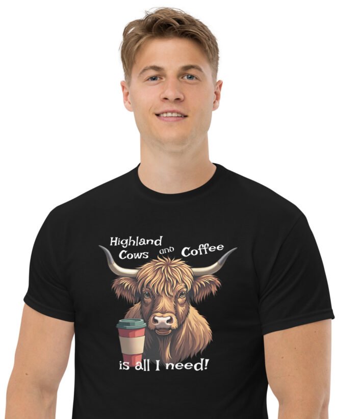 Highland cows and coffee is all I need. Men's classic tee