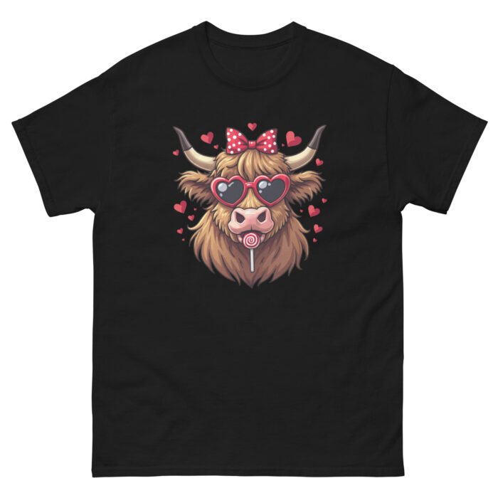 Cute Highland Cow hearts Valentine's Day Woman's classic tee - Image 2
