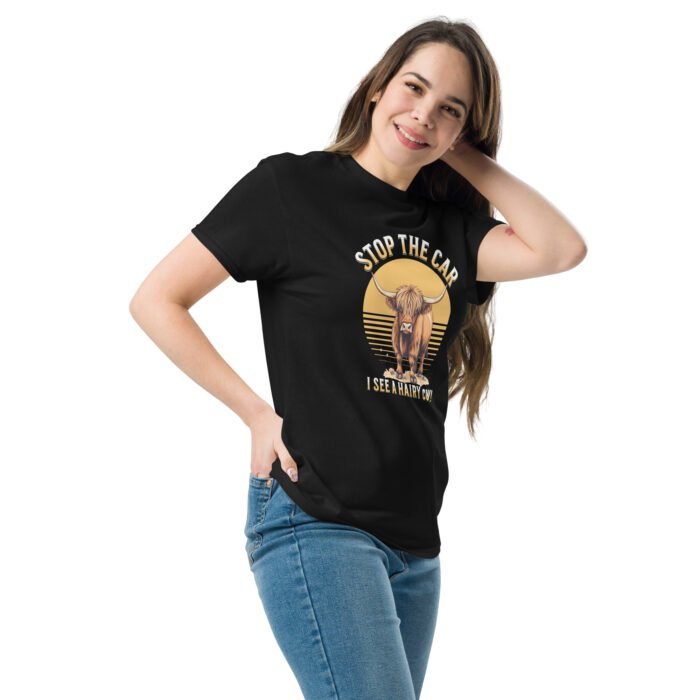Stop the car I see a hairy cow! woman's classic tee - Image 3