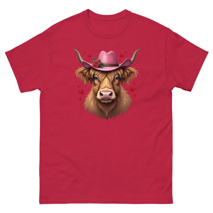 Scottish Highland cow with hearts and hat. woman's classic tee - Image 7