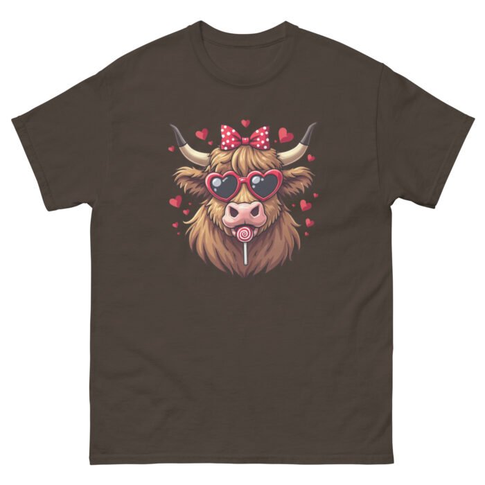 Cute Highland Cow hearts Valentine's Day Woman's classic tee - Image 6