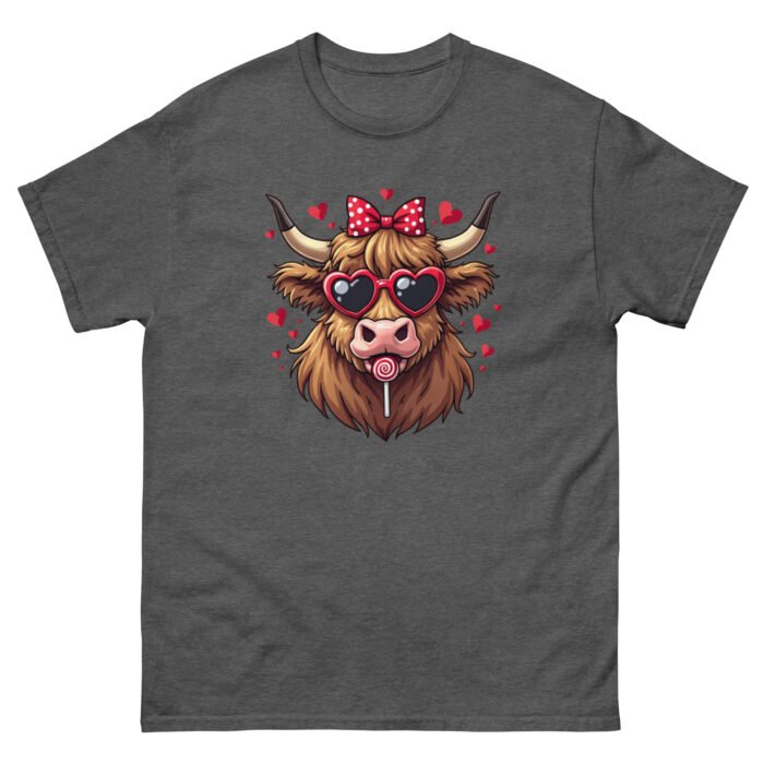 Cute Highland Cow hearts Valentine's Day Woman's classic tee - Image 8