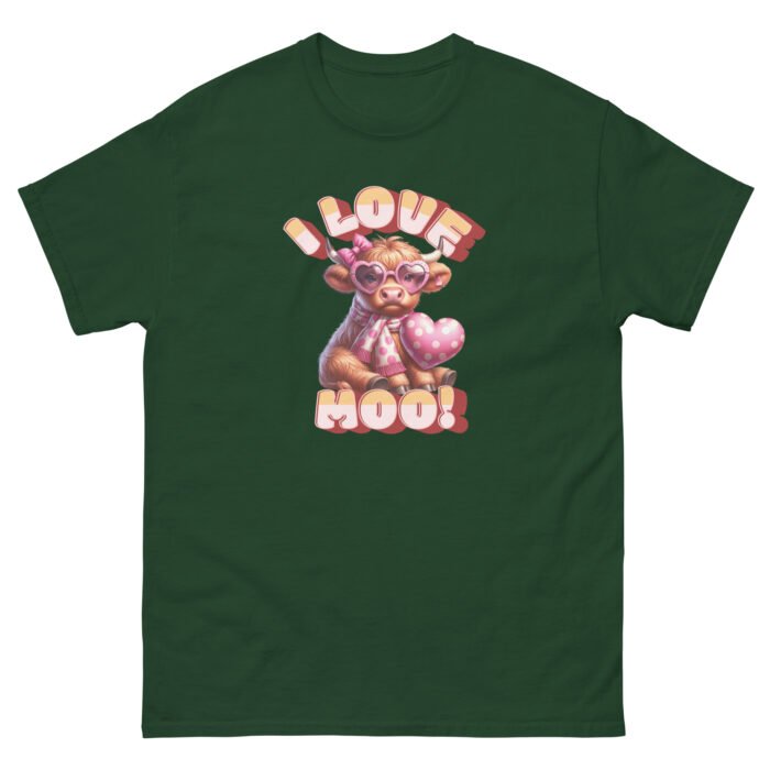 I Love Moo! Highland Cow Valentine's day love classing Tee - Image 5