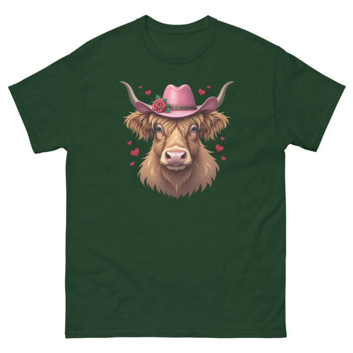 Scottish Highland cow with hearts and hat. woman's classic tee - Image 5