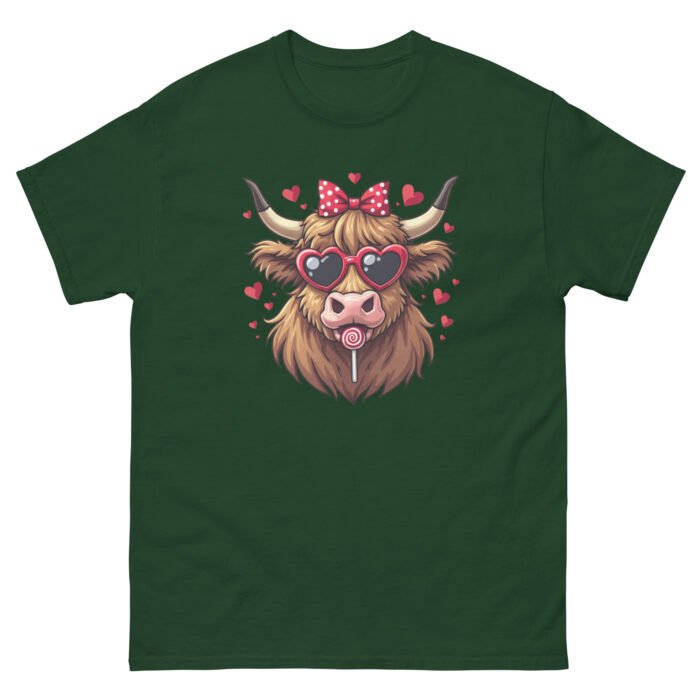 Cute Highland Cow hearts Valentine's Day Woman's classic tee - Image 5