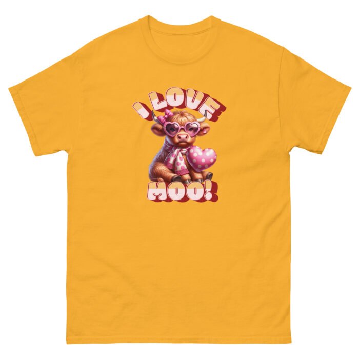I Love Moo! Highland Cow Valentine's day love classing Tee - Image 12